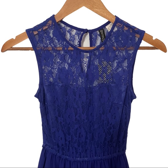 H&M Lace A-Line Dress Size 2 Royal Blue - Picture 3 of 4